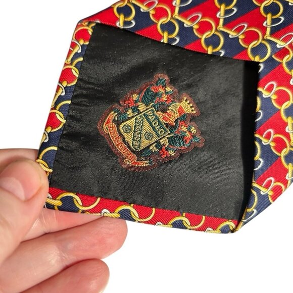 Vintage Paolo Gucci Tie 3.75x59" - Blue/Red/Gold - Italy - 100% Silk - Picture 3 of 7